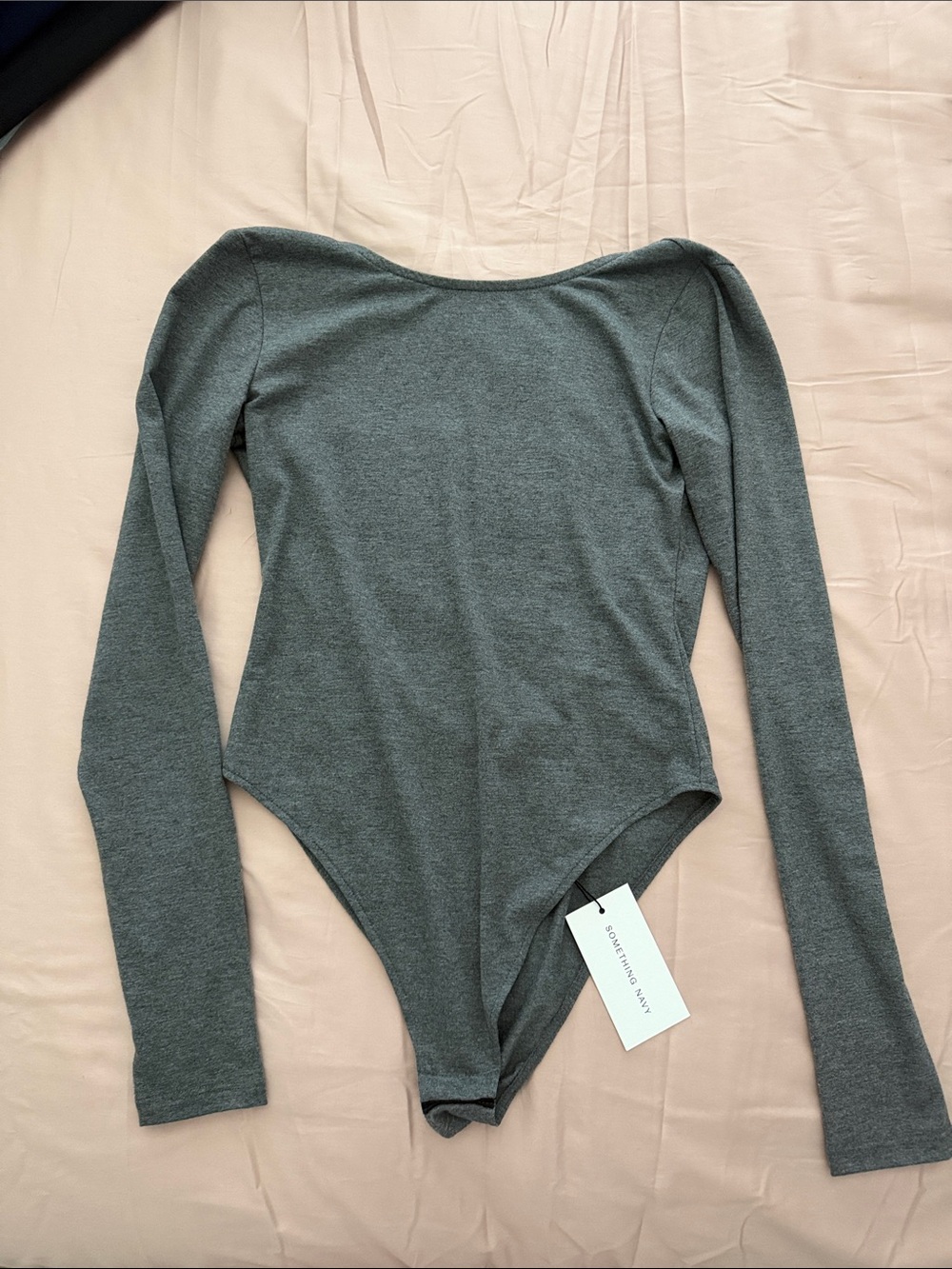 Something Navy - Long Sleeve Gray Bodysuit